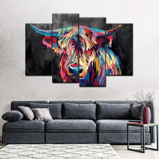 Colorful Highland Cow Wall Art