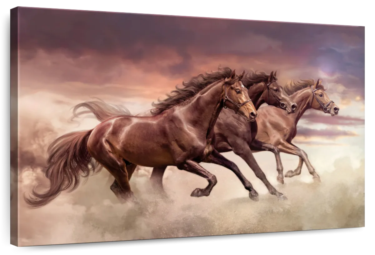 Three Running Horses Wall Art choice of styles