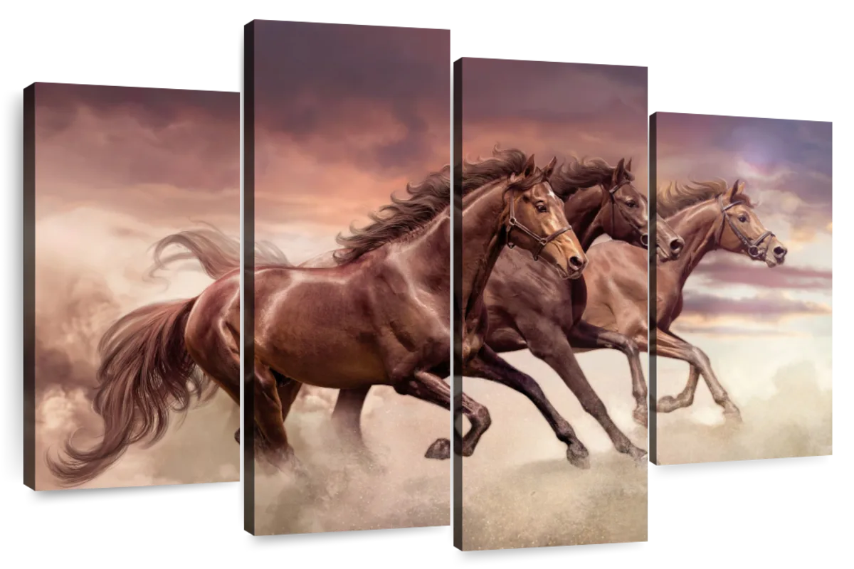 Three Running Horses Wall Art choice of styles