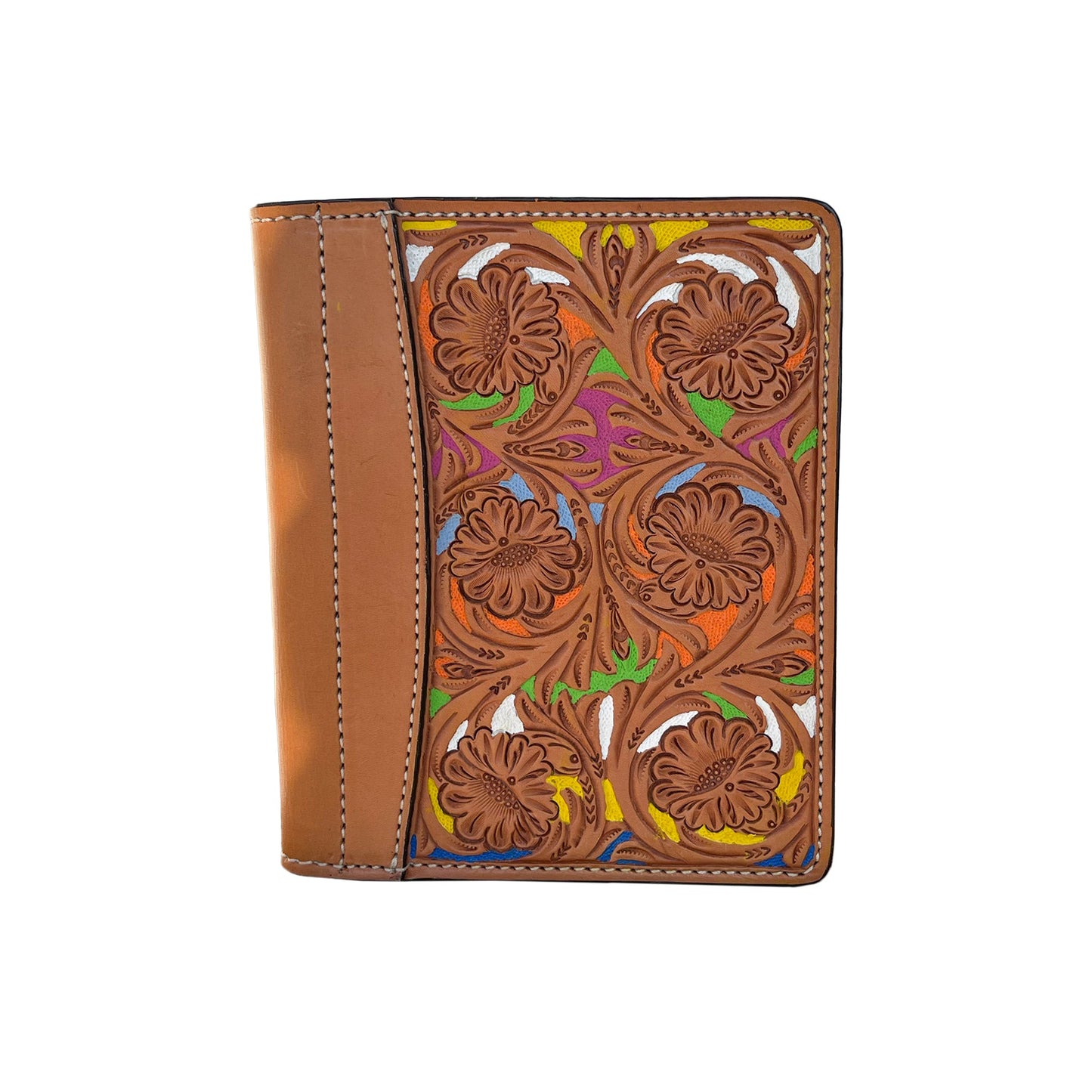 Alamo Saddlery Mini portfolio golden leather serape tooling