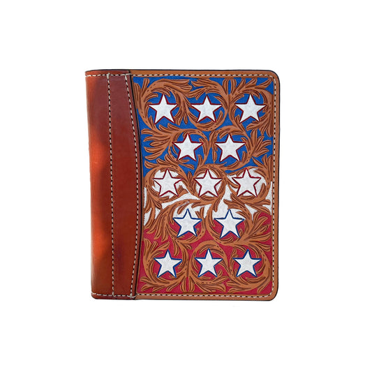 Alamo Saddlery Mini portfolio golden and toast leather USA tooling