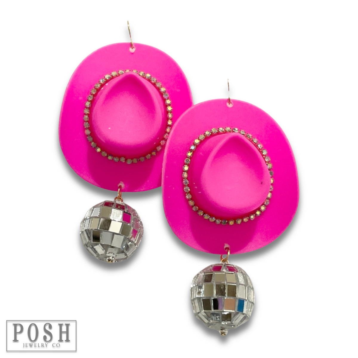 Pink Panache Cowboy hat and disco ball earring - LC