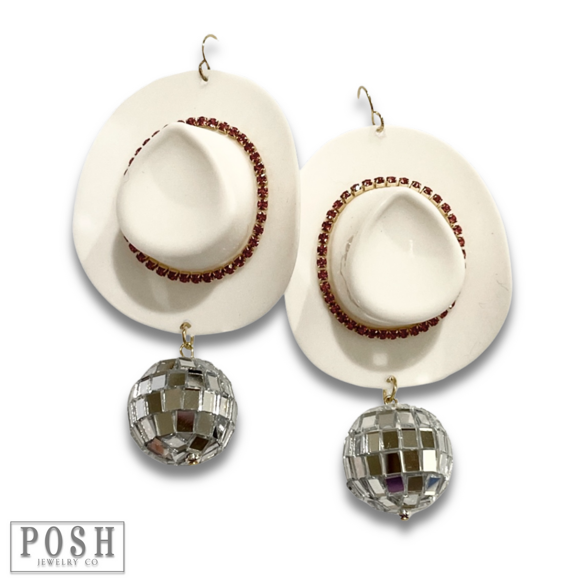 Pink Panache Cowboy hat and disco ball earring - LC