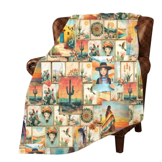 Baha Ranch Colores De Mexico Pictures of the Southwest 60" x 80" Throw Blanket Made In America