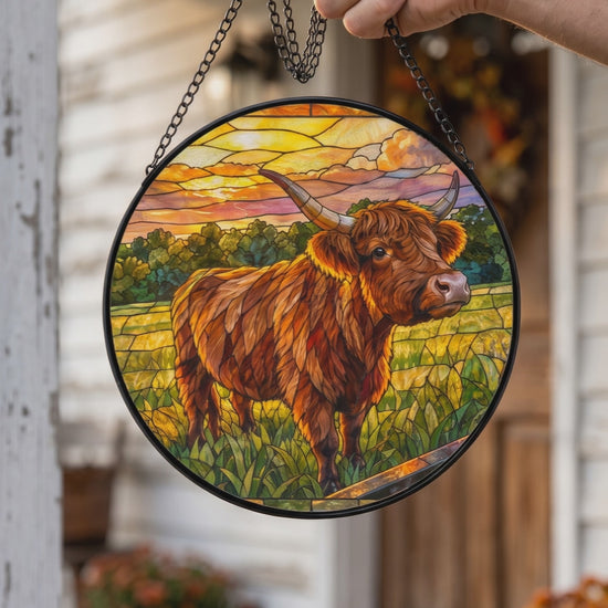 image of highland cow sun catcher