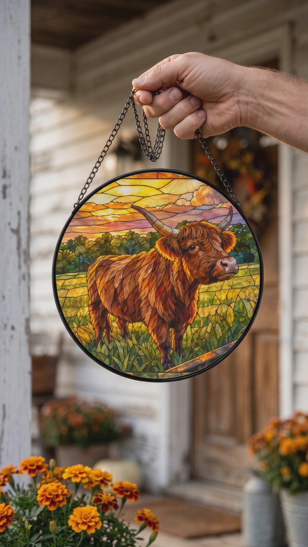 image of highland cow sun catcher