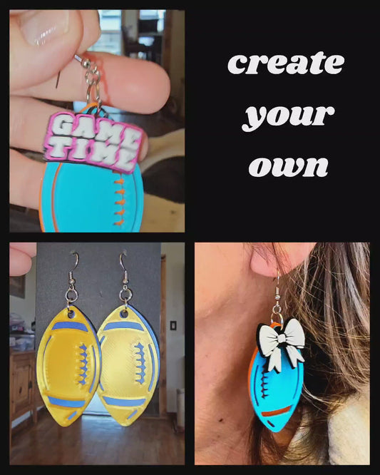FOOTBALL EARRINGS - Customize your Team Colors & Charms