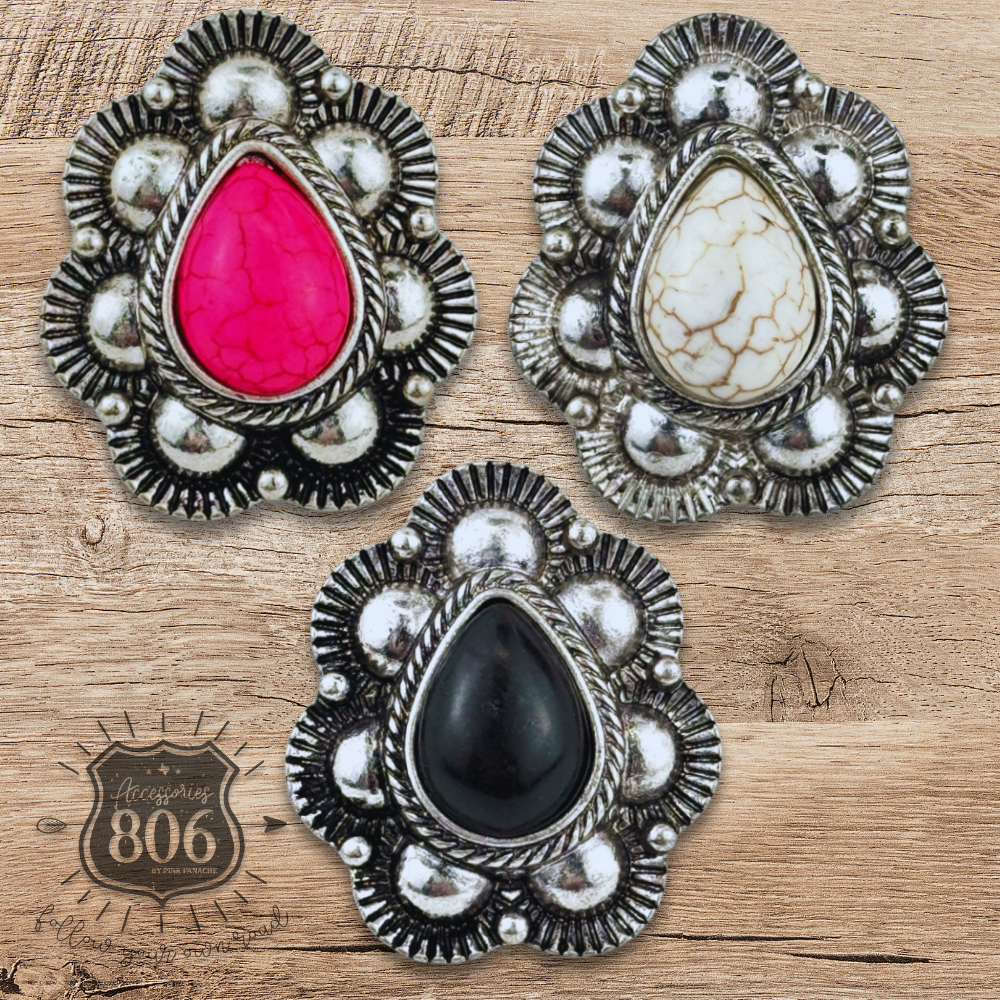Pink Panache Scalloped stone teardrop stretch ring