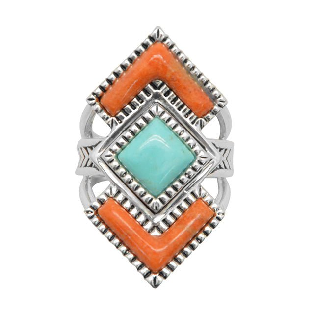 Rattler Geometric Stone Ring-Sterling Silver