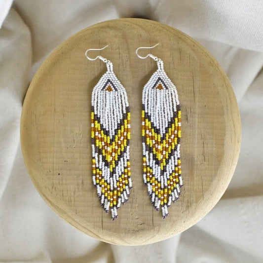 Red Hawktail Beaded Earrings