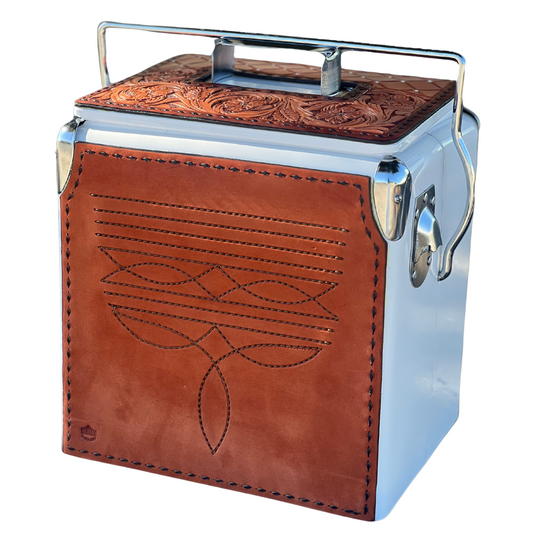 Alamo Saddlery Retro Rodeo White Cooler- Toast Cowboy Stitch