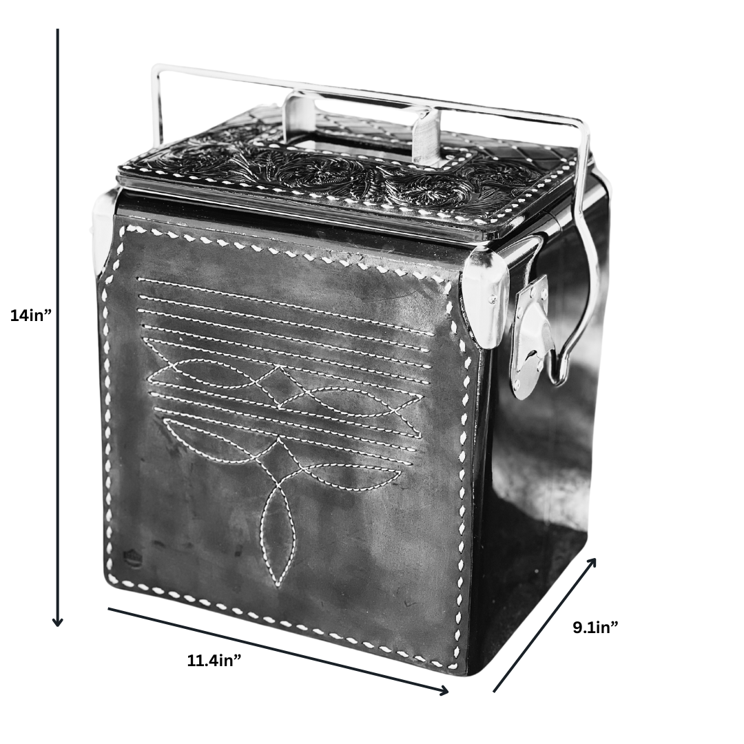 Alamo Saddlery Retro Rodeo White Cooler- Toast Cowboy Stitch
