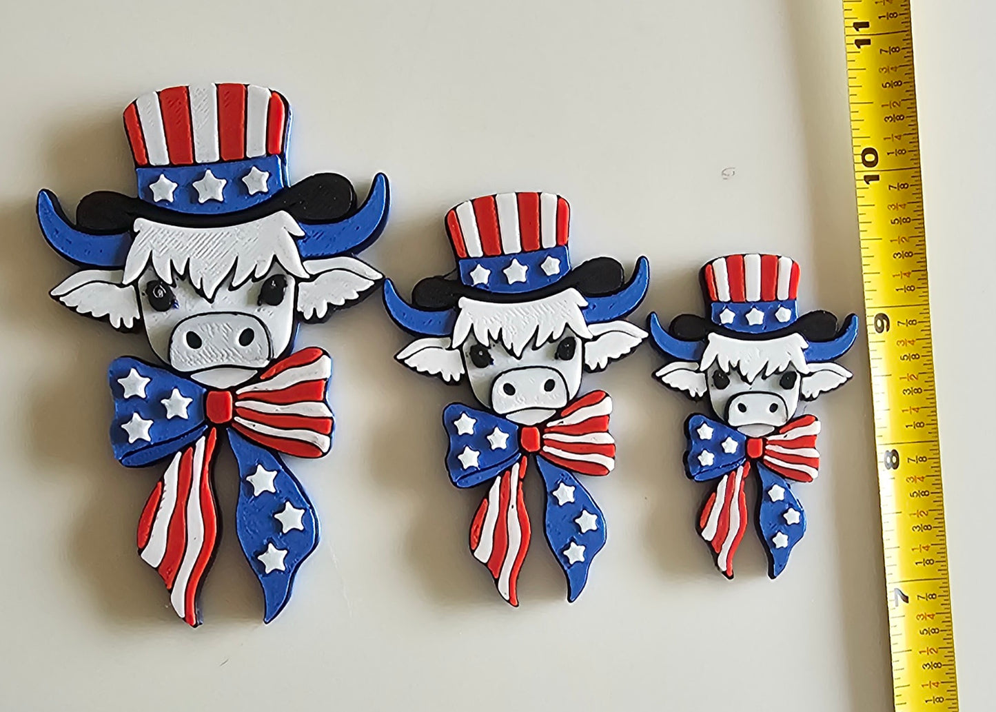 3d Print America 250th Highland Cow Patriotic Souvenir America Flag Hat Pin or Magnet