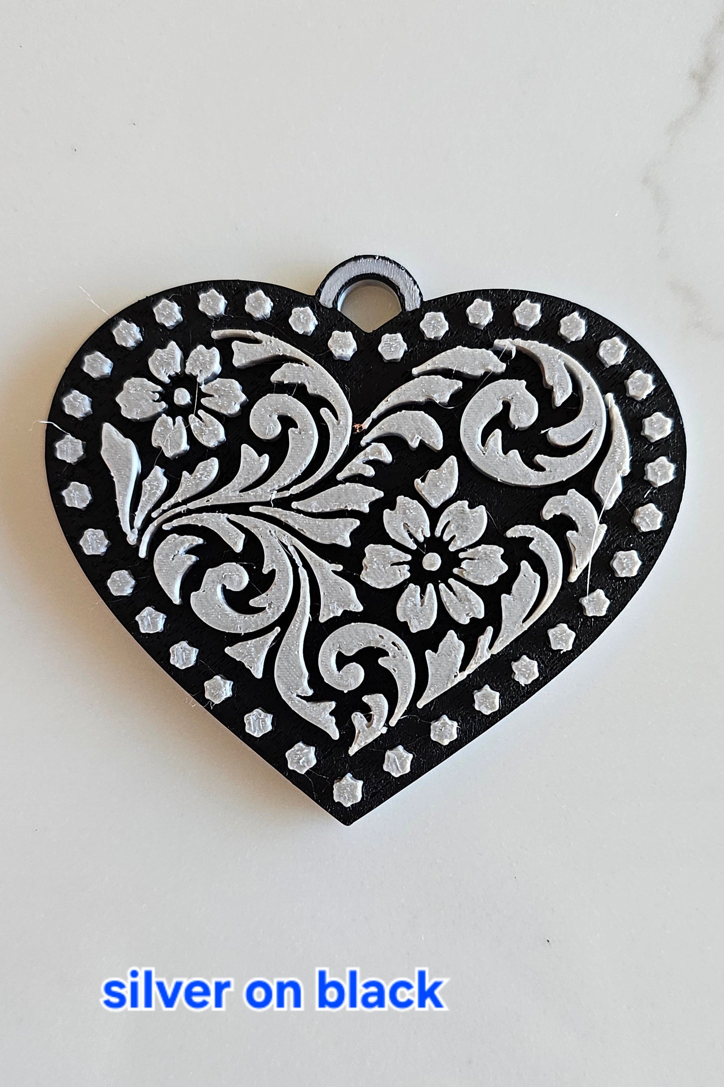 3d Printed Tooled Cowboy Cowgirl Heart  Keychain or Purse Charm