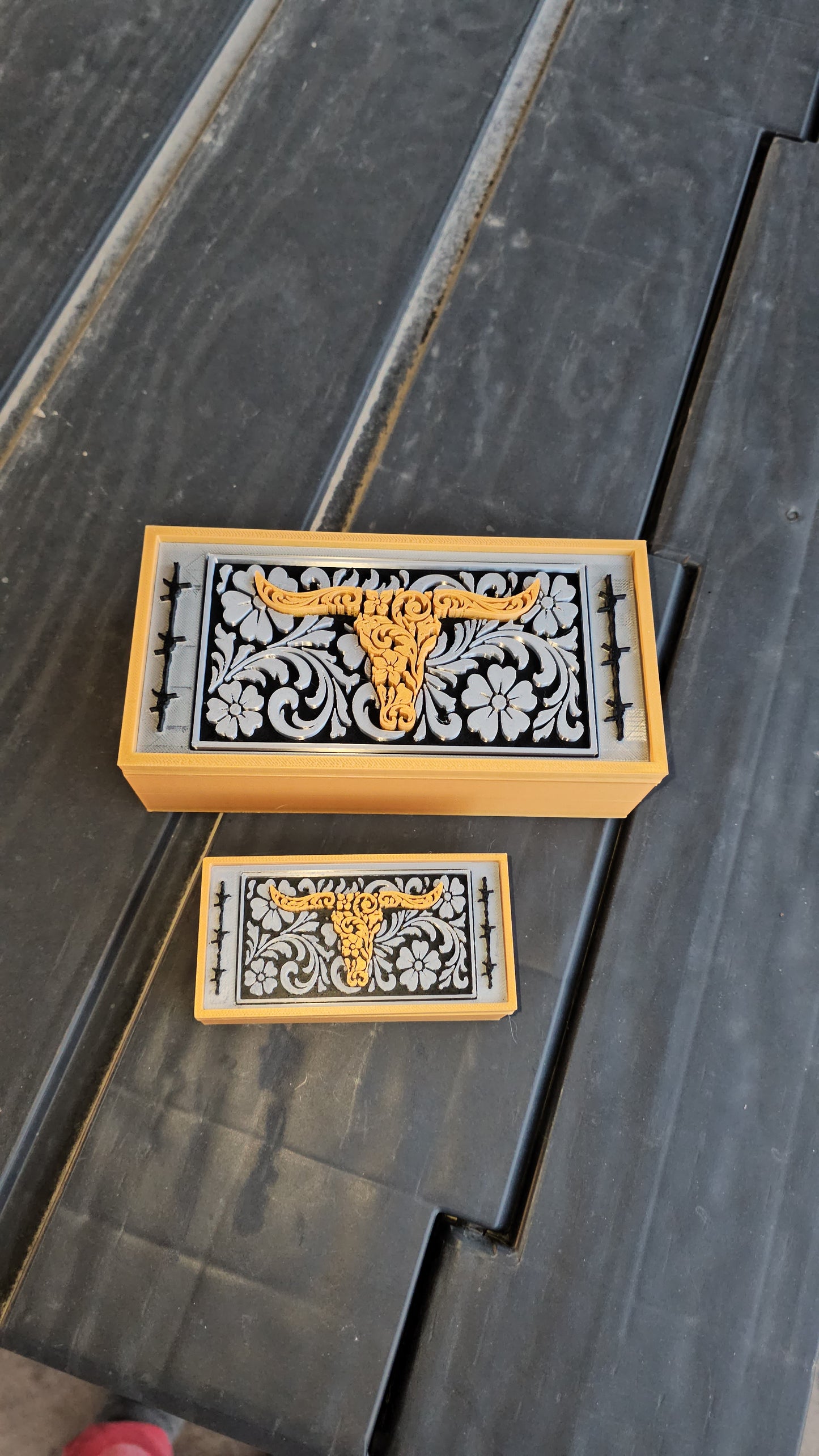 3d Print Gold Silver Tooled Longhorn Trinket Gift Box with mini box
