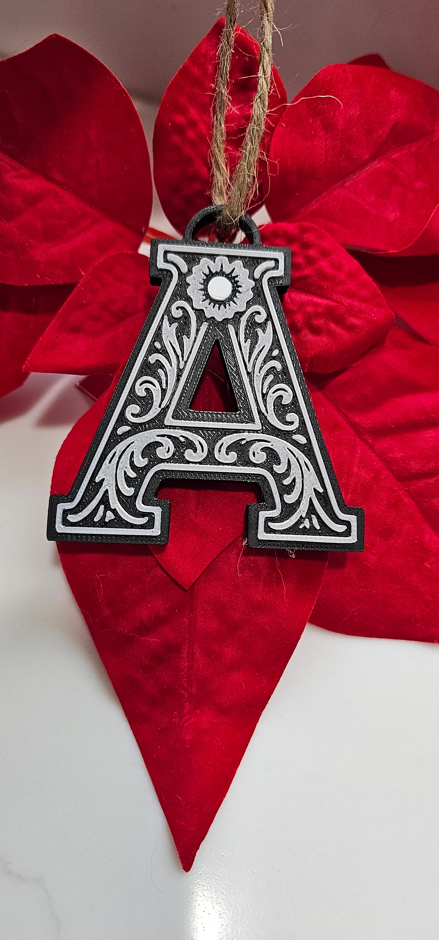 3D Print Tooled Leather Look Initial Pendant on Leather Necklace Made in America