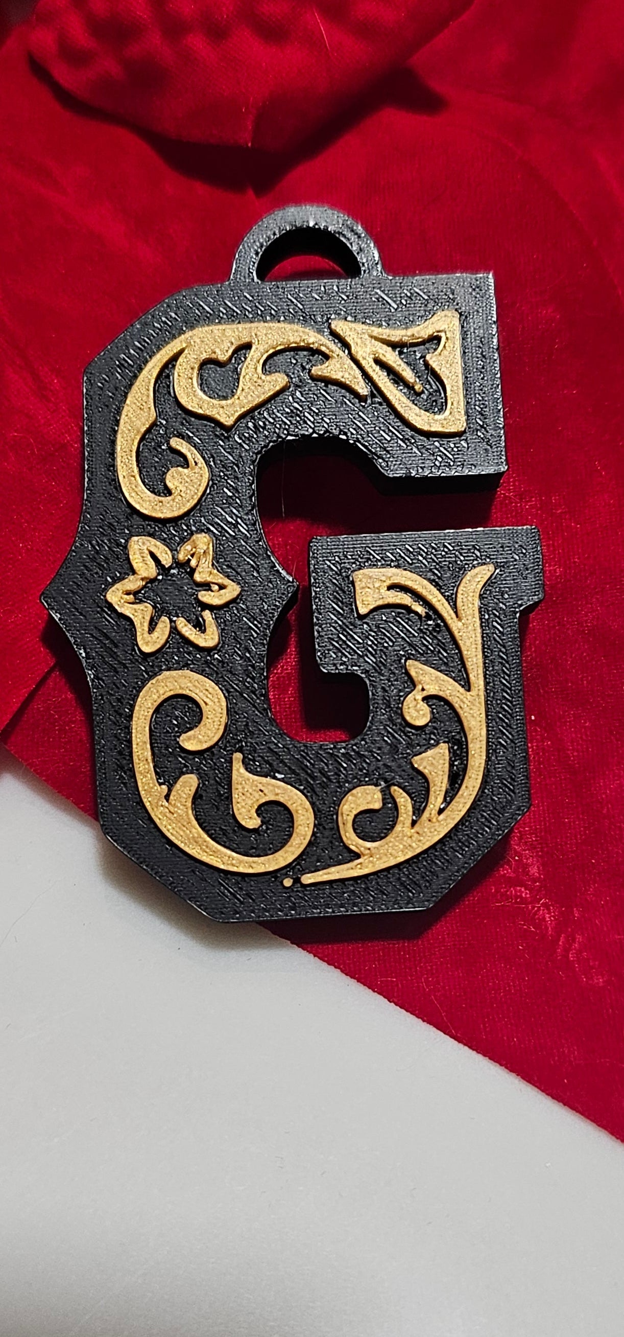 3D Print Tooled Leather Look Initial Ornament Choice of Colors