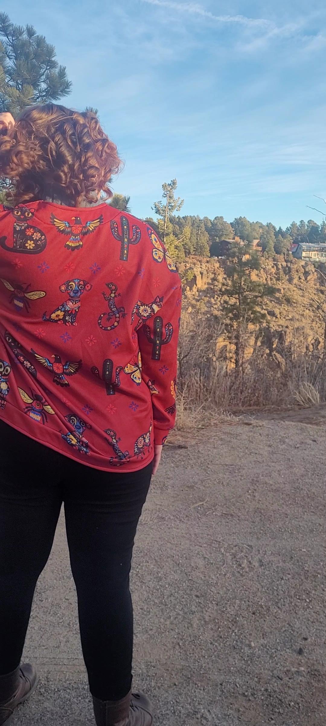 Colores de Mexico Talavera Floral Animals Drop Shoulder Cardigan