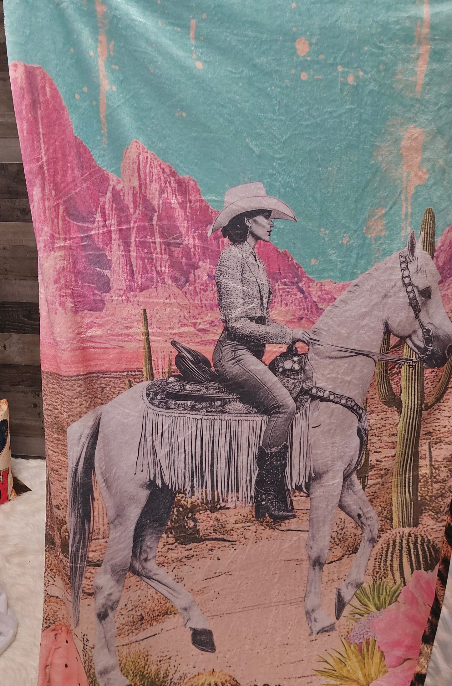Desert Cowgirl Throw Blanket 60" x 80" Made in USA
