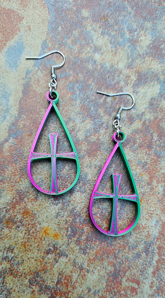 3D Print Christian Cross Faith Earrings Made in America