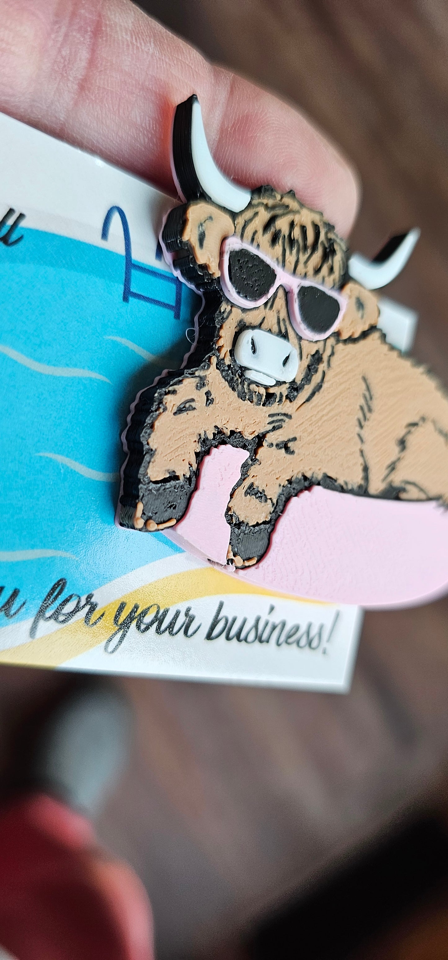 Bag of 25 -Boutique 3d Printed Package Inserts Hot Highland Cow Made in America