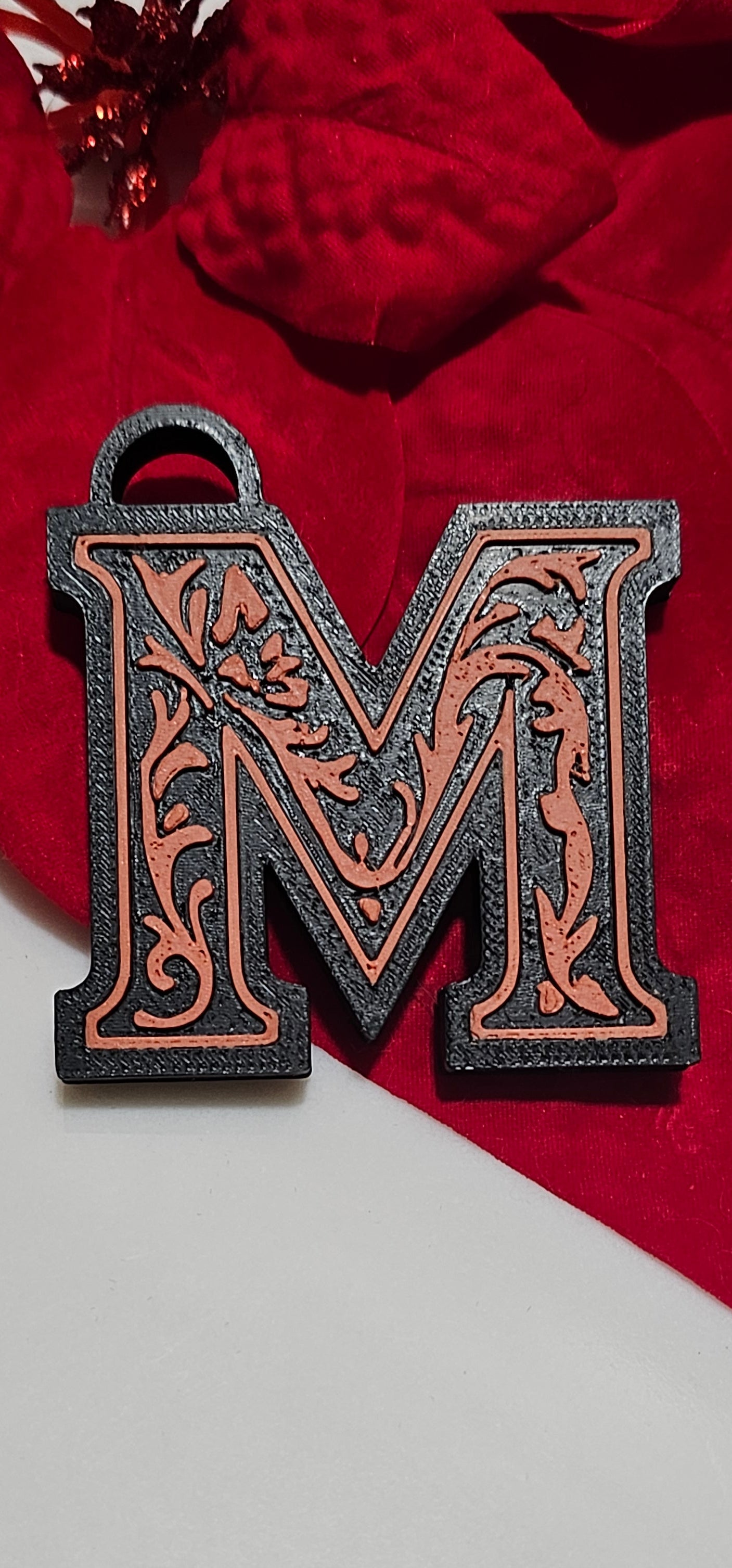3D Print Tooled Leather Look Initial Ornament Choice of Colors