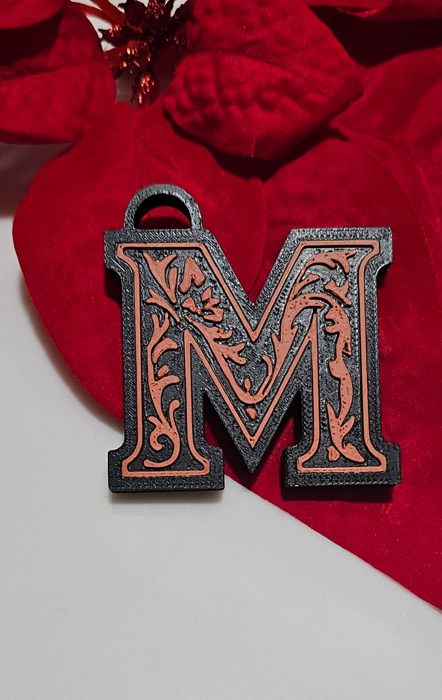 3D Print Tooled Leather Look Initial Keychain Made in America