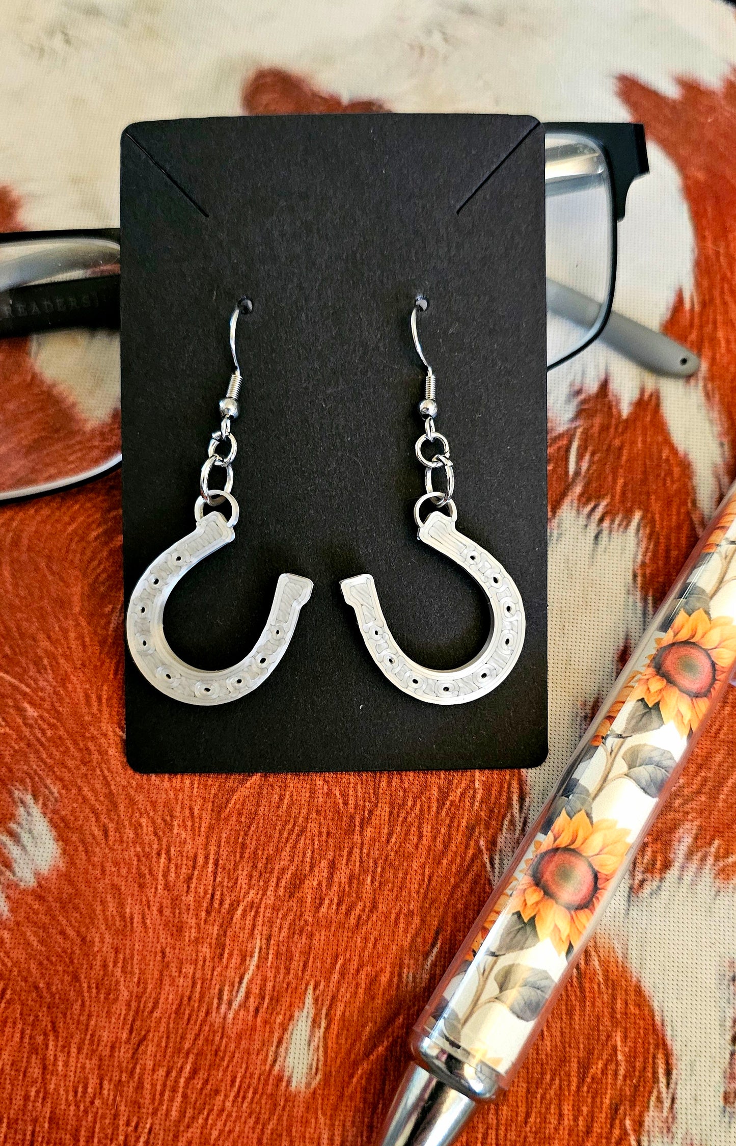 3D Print Western Silver Horseshoe Earrings Made in America