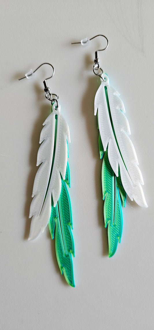 3D Print Double Feather Boho Earrings Made in America