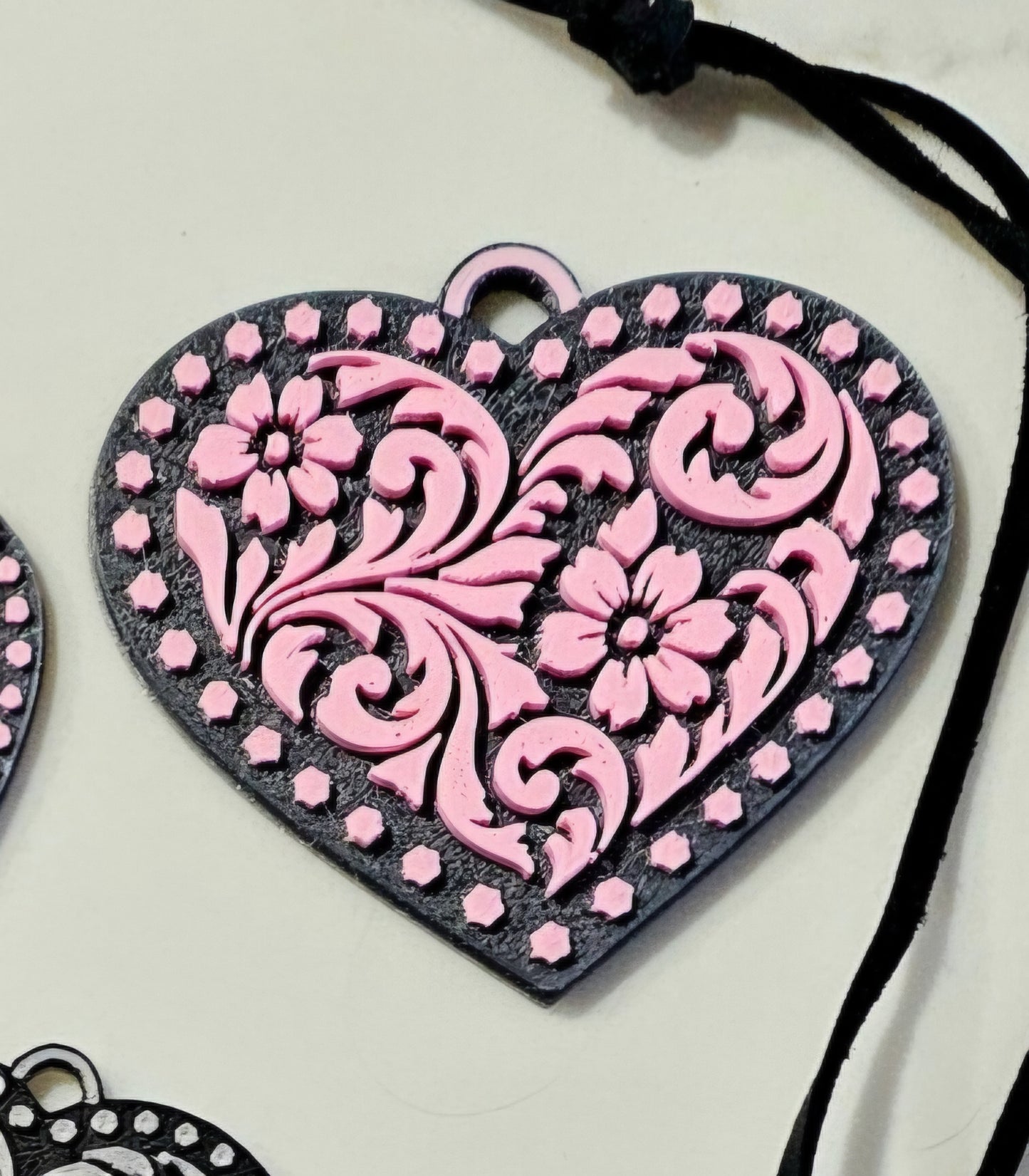 3d Printed Tooled Cowboy Cowgirl Heart  Keychain or Purse Charm