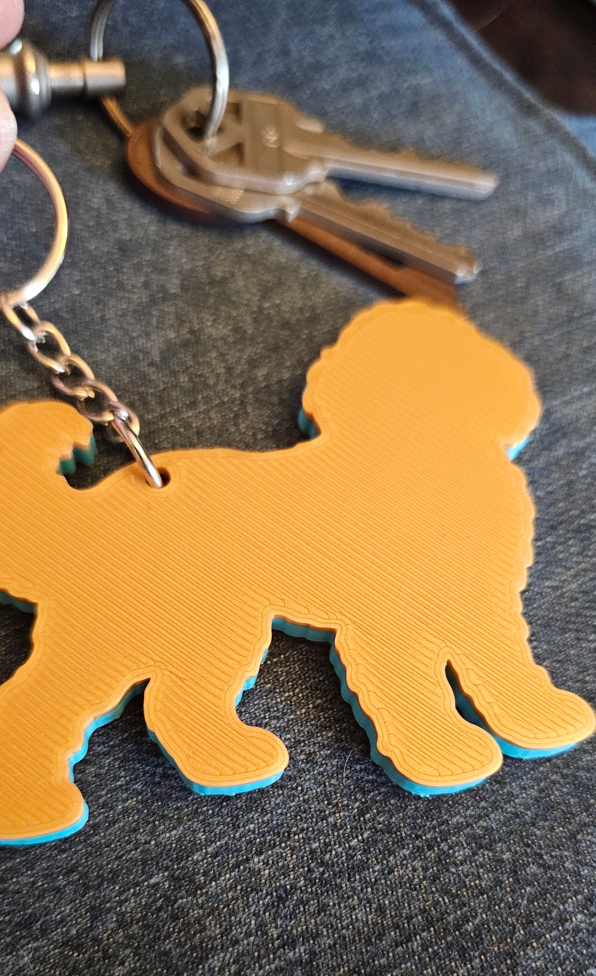 3D Print Golden Doodle Dog Tooled Keychain Made in America