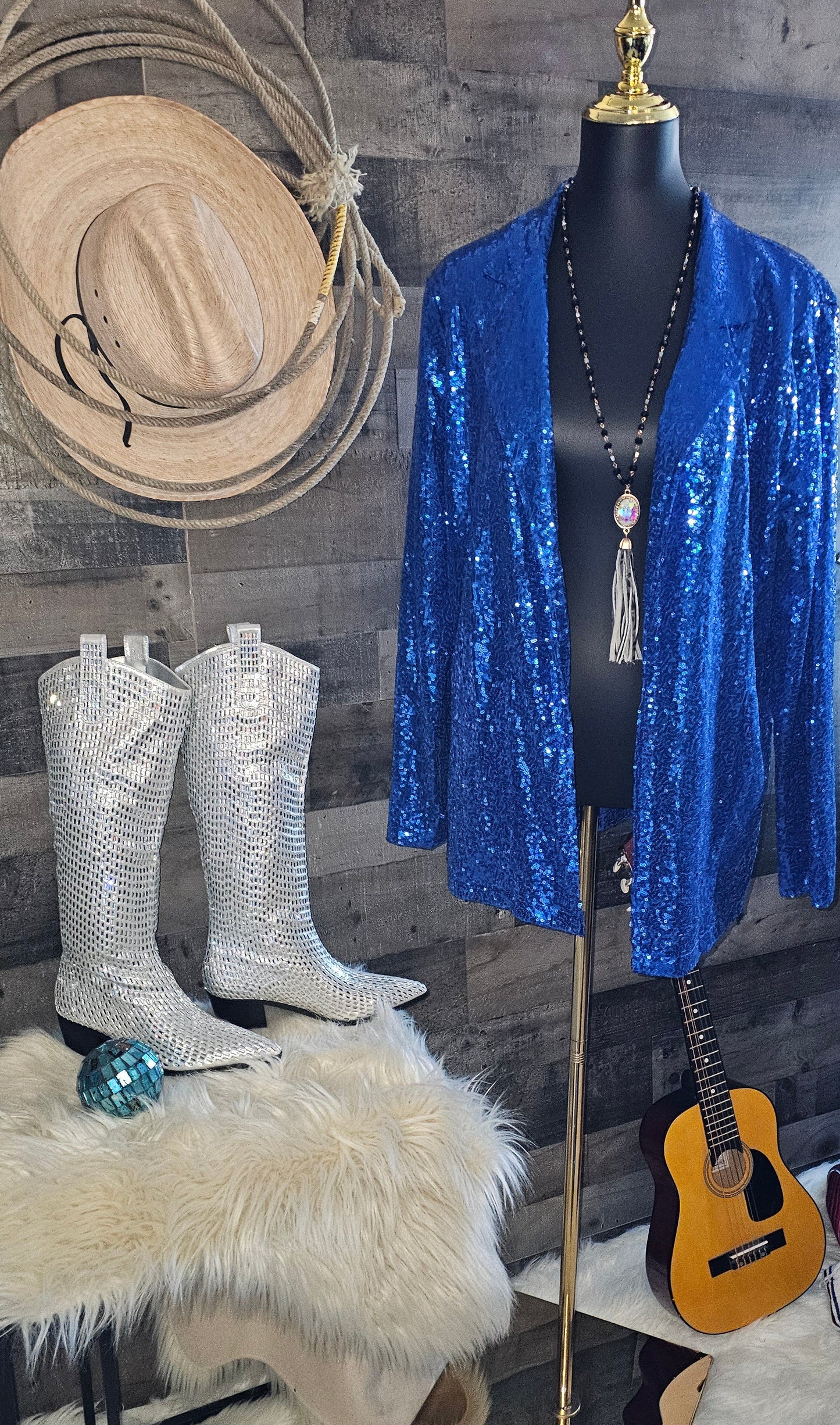 Blazing Boots - Blue or Silver -  Cowgirl Sparkle Holiday Western