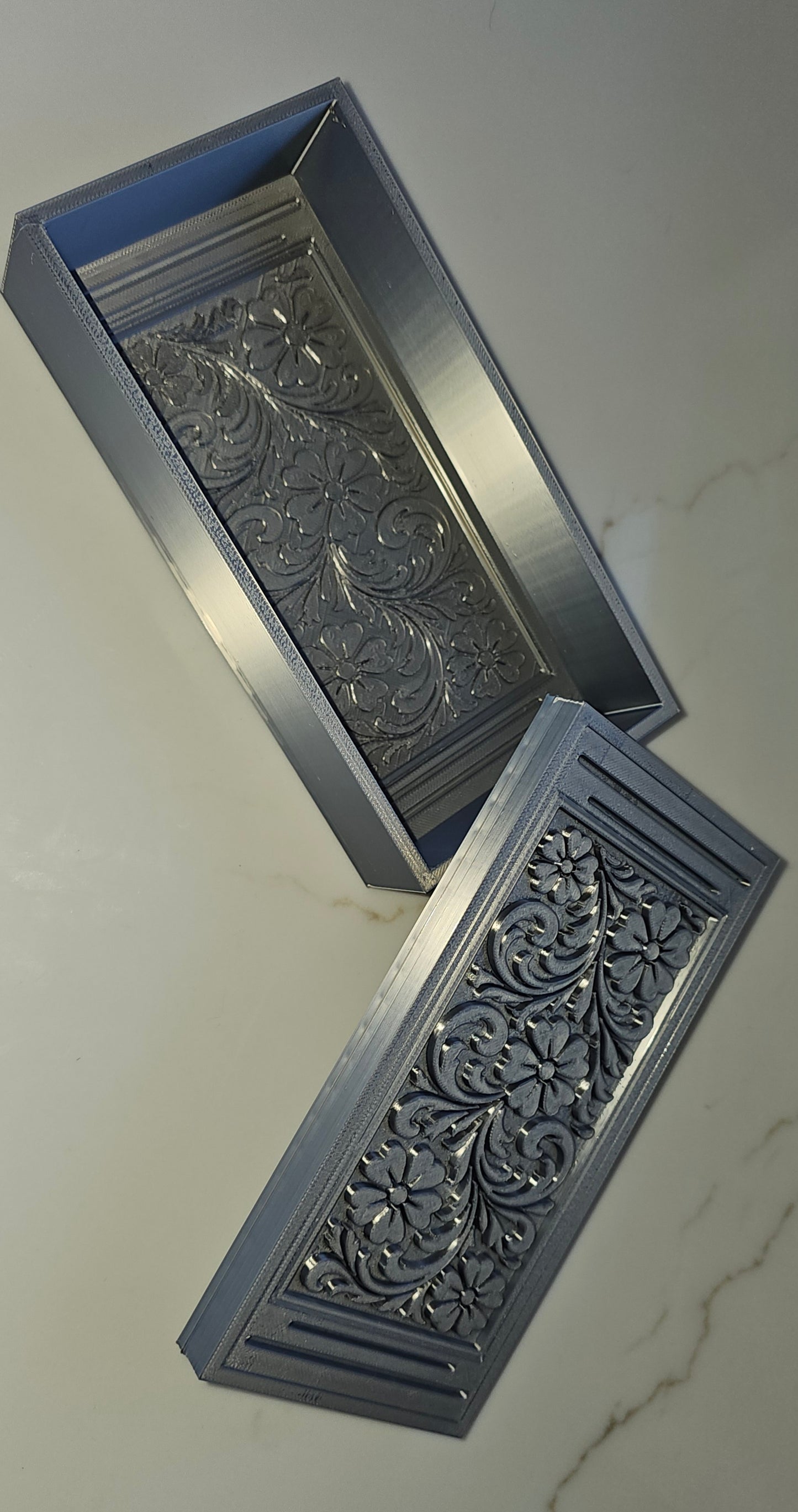 3d Print Silver Tooled Trinket Gift Box or Keychain or Wall Cross