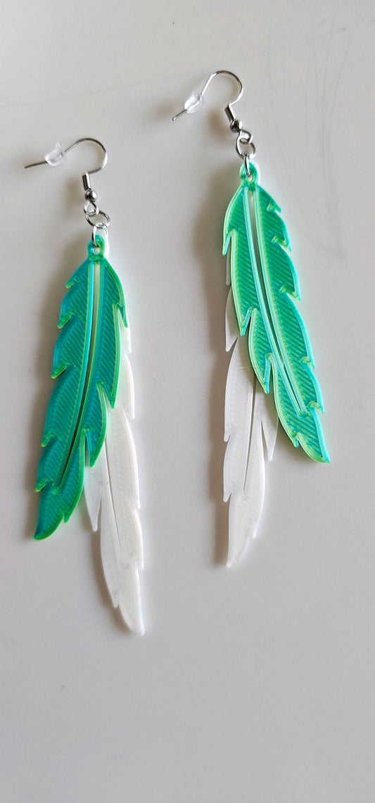 3D Print Double Feather Boho Earrings Made in America
