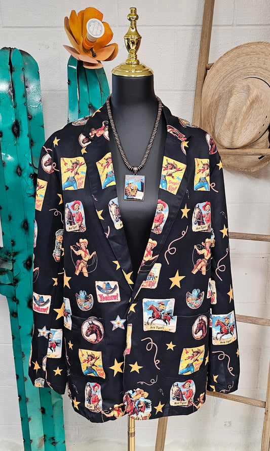 Vintage Cowgirl Collage Western Blazer