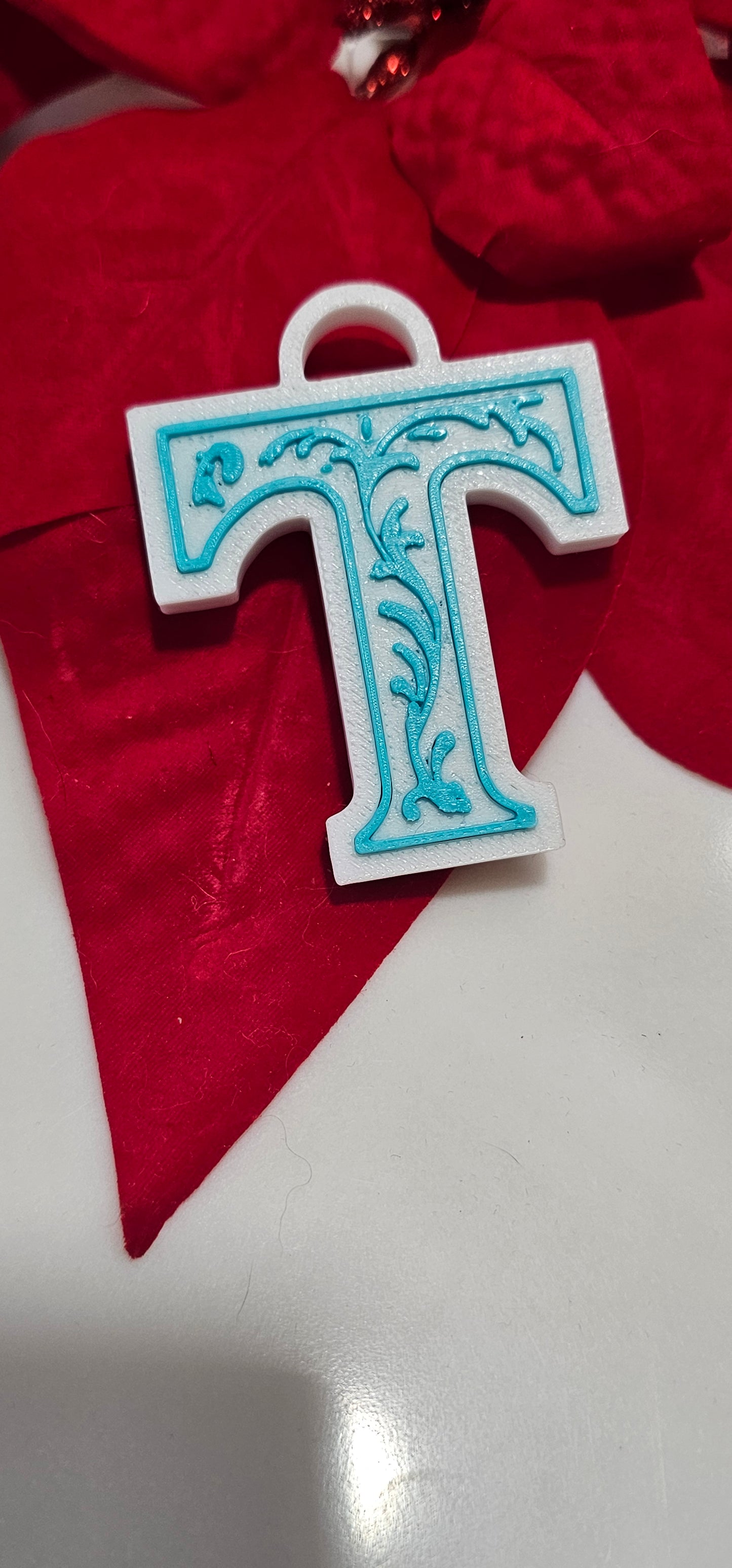 3D Print Tooled Leather Look Initial Pendant on Leather Necklace Made in America