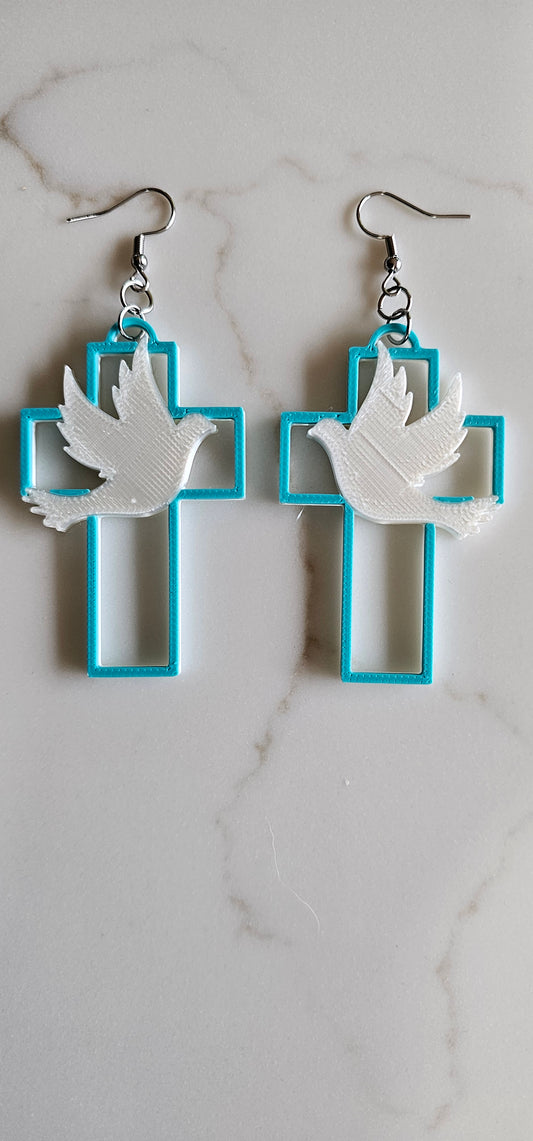 3D Print Christian Cross Faith Earrings Made in America
