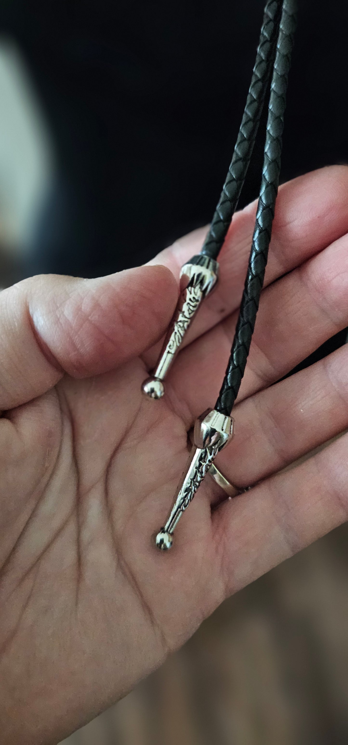 Orange Purple Aztec 3D Inlay Heart Bolo Tie Necklace