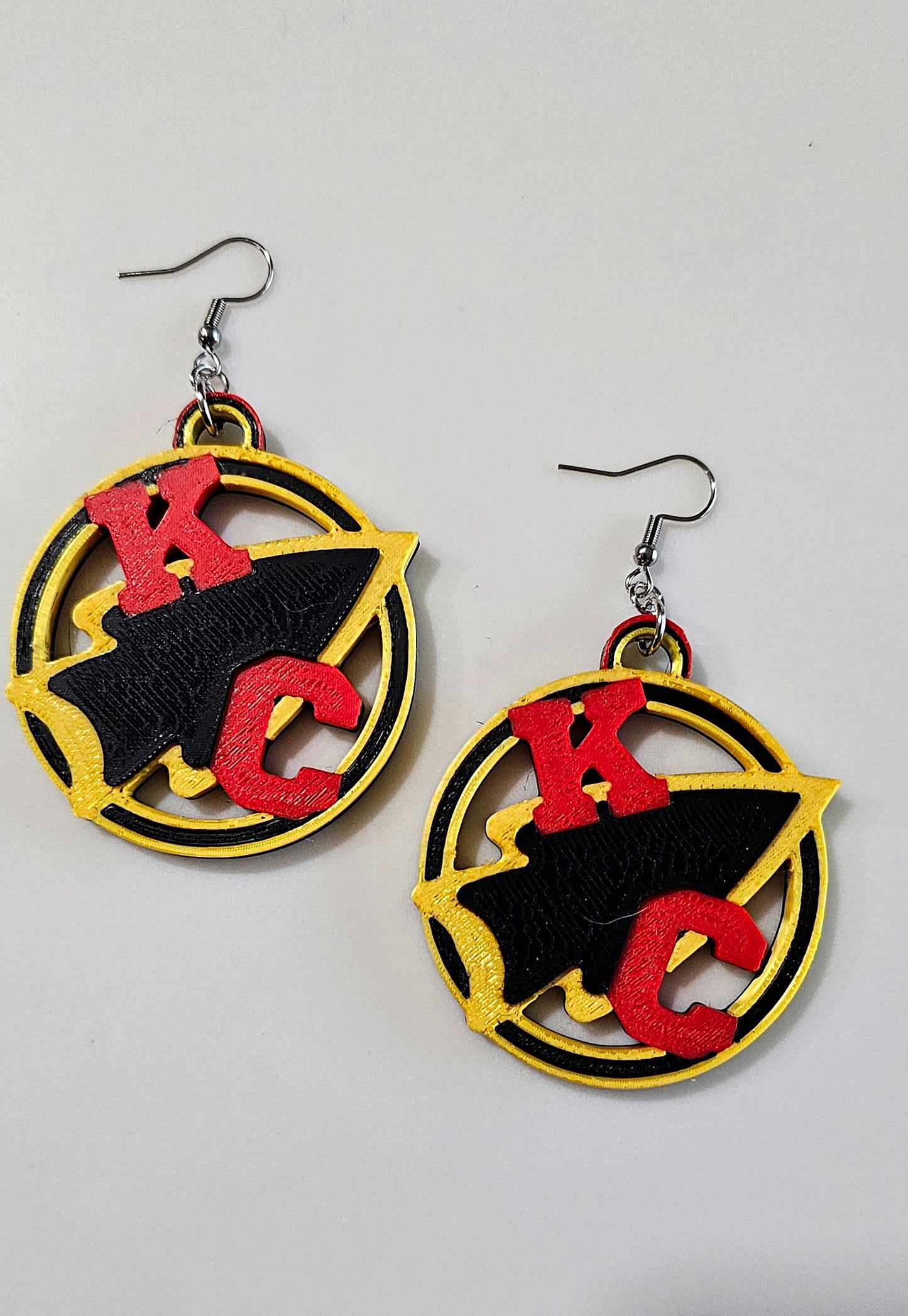 3D Print Kansas City Arrowhead Football Chiefs Earrings Made in America