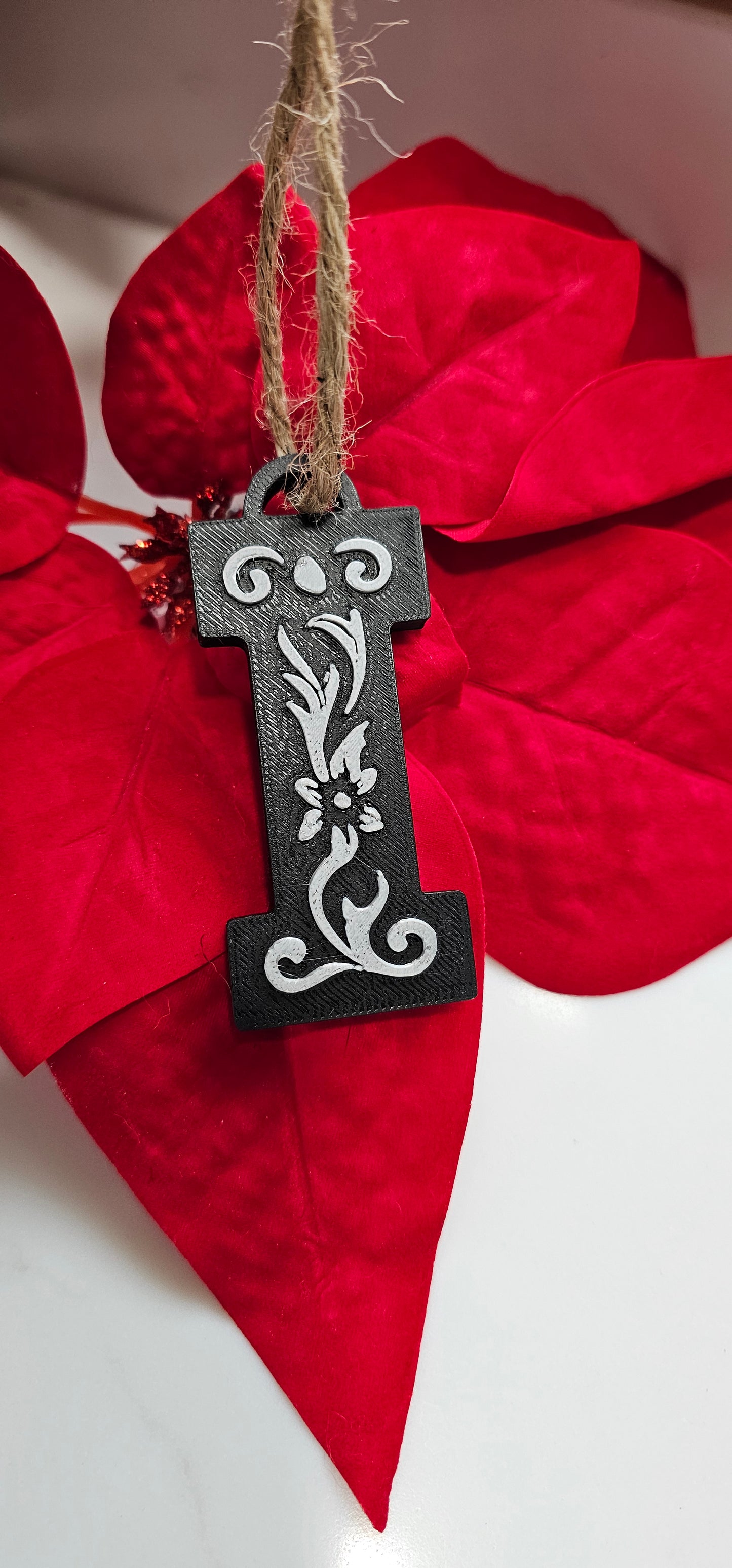3D Print Tooled Leather Look Initial Ornament Choice of Colors
