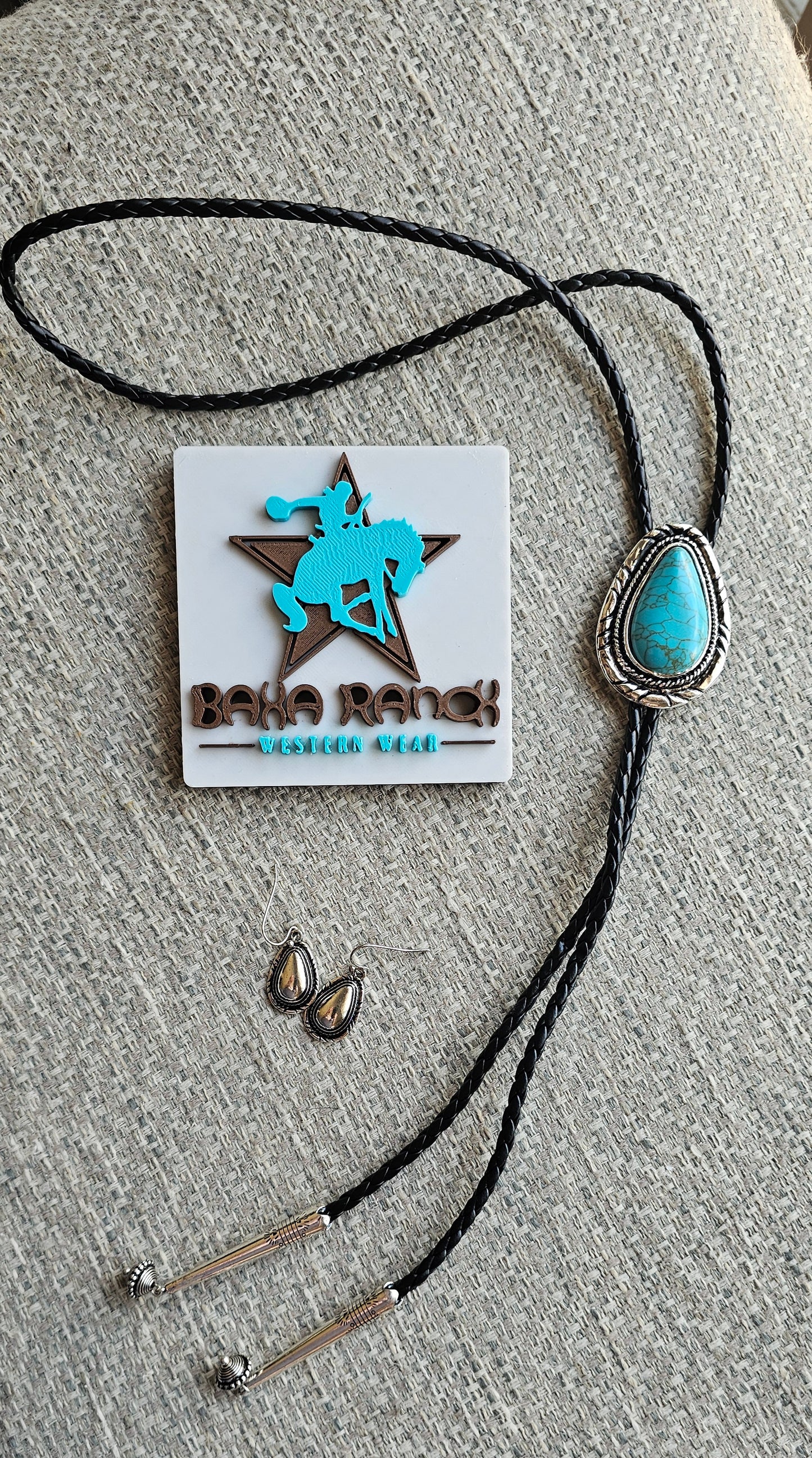 Baha Ranch Faux Turquoise Necklace with Earrings