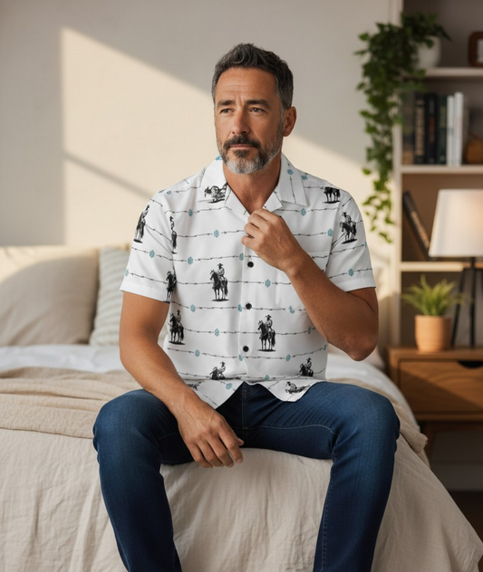 Baha Ranch Saddle Up Western Hawaiian Shirt Made in America