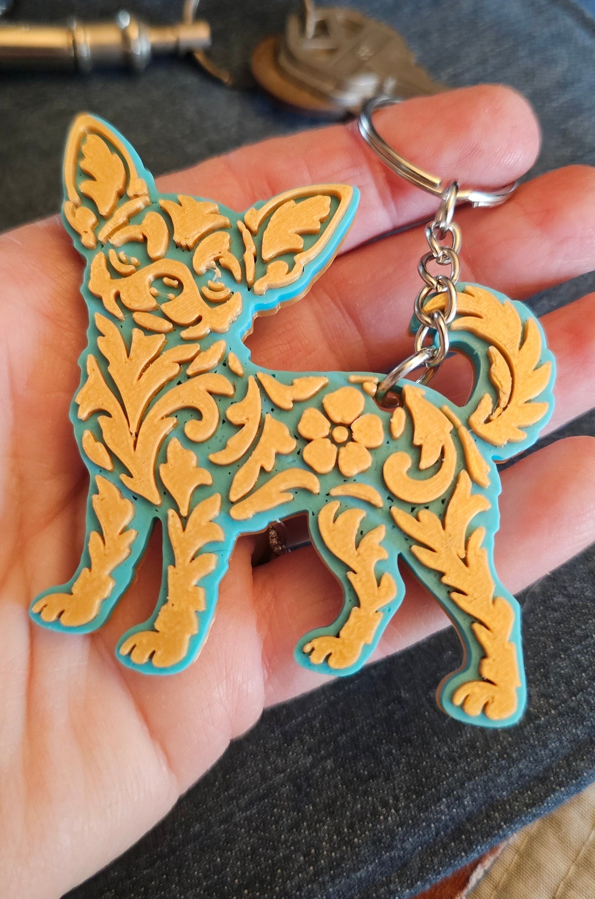 3D Print Chihuahua Tooled Keychain Made in America