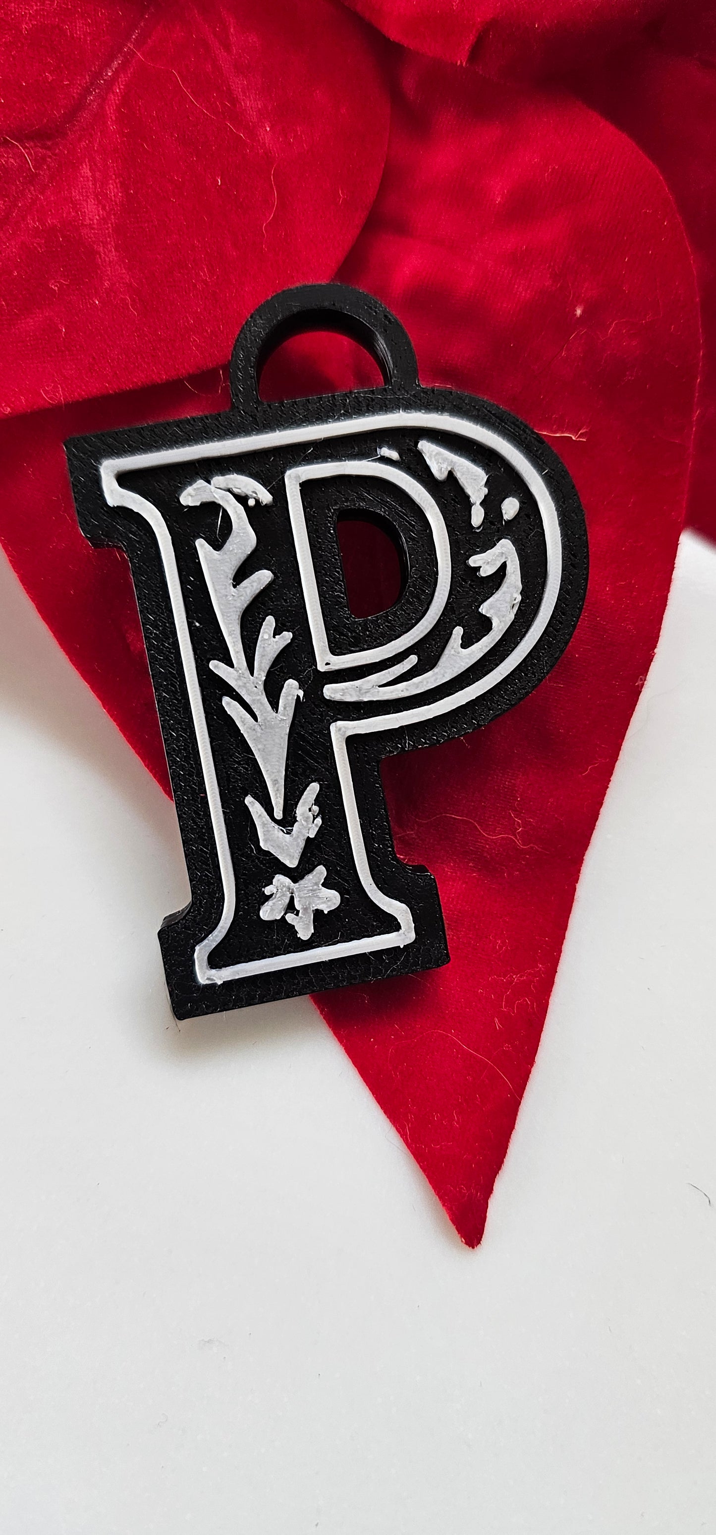 3D Print Tooled Leather Look Initial Pendant on Leather Necklace Made in America