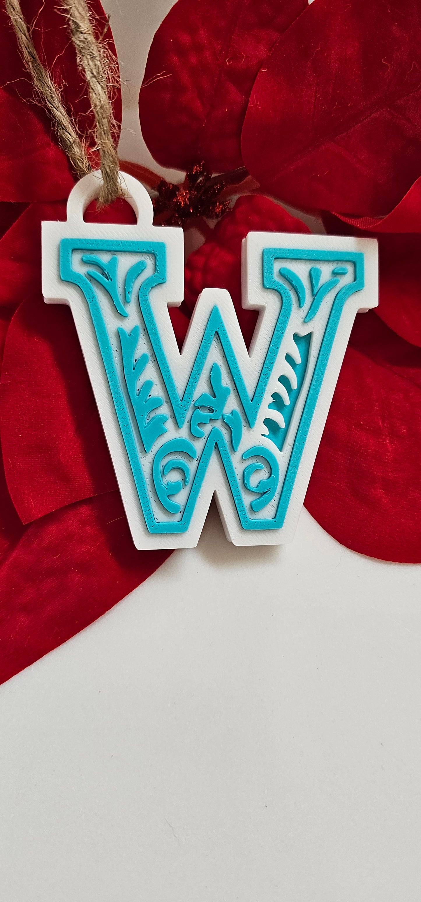 3D Print Tooled Leather Look Initial Ornament Choice of Colors