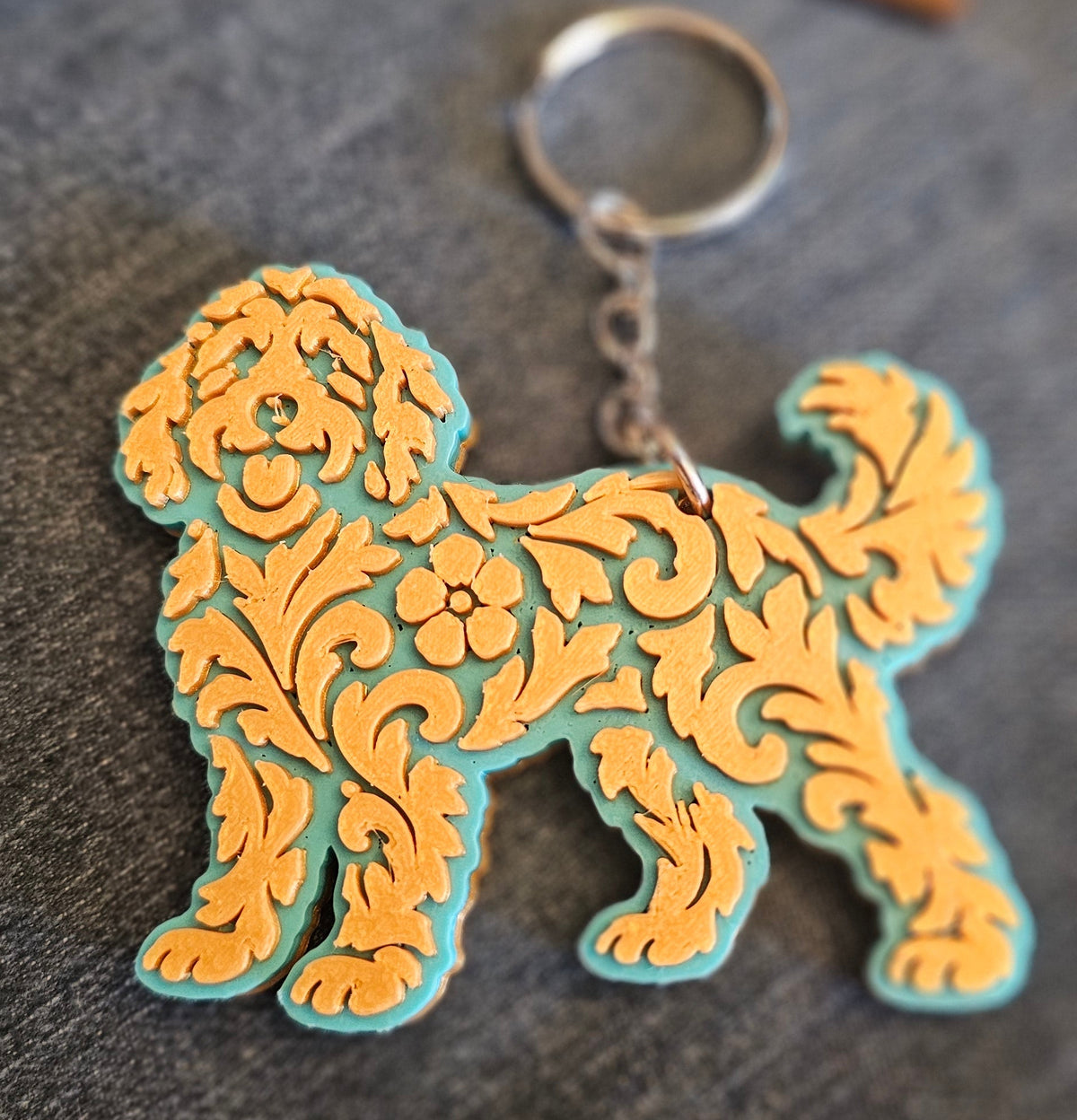 3D Print Golden Doodle Dog Tooled Keychain Made in America