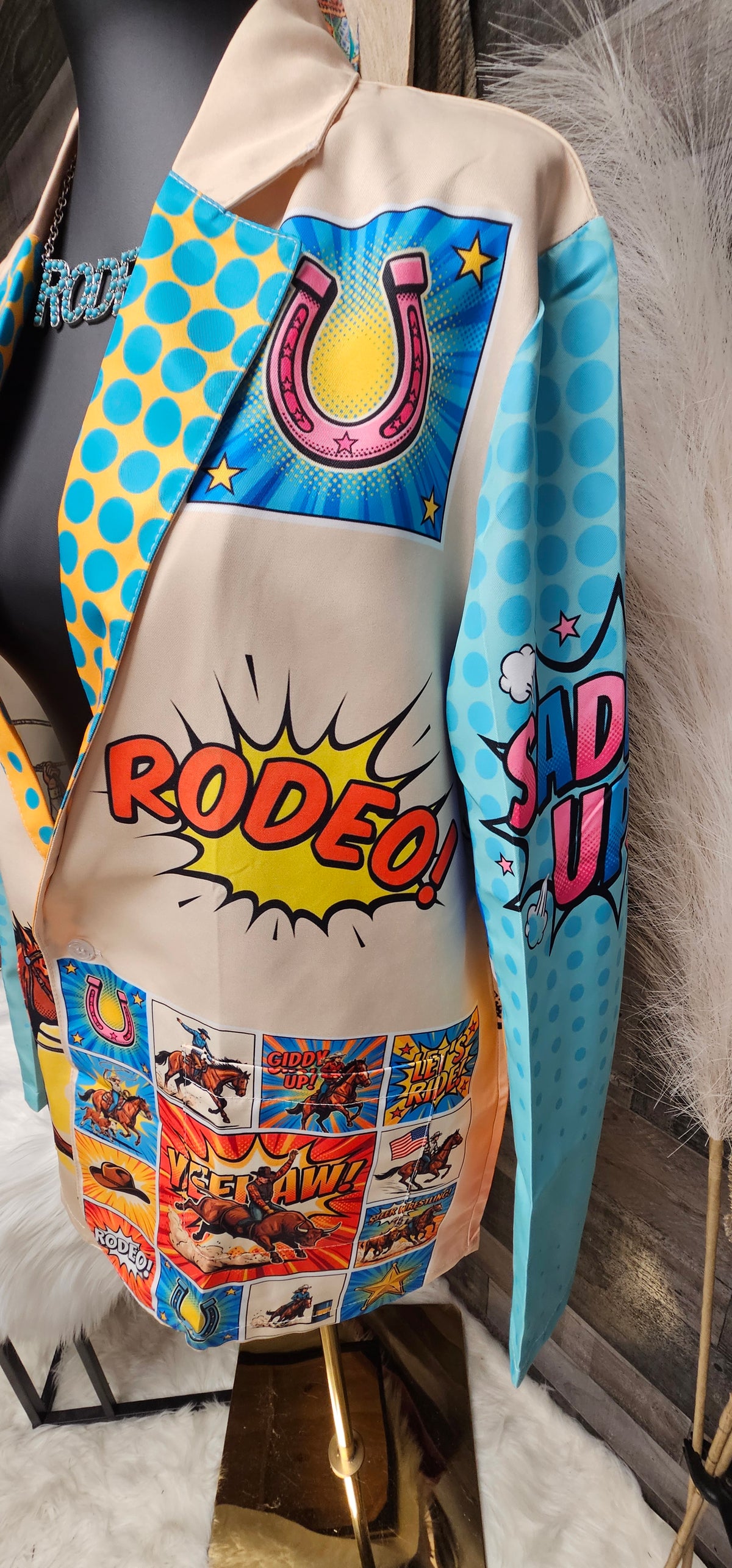 Baha Ranch The Comic Corral Cowgirl Western Rodeo Blazer
