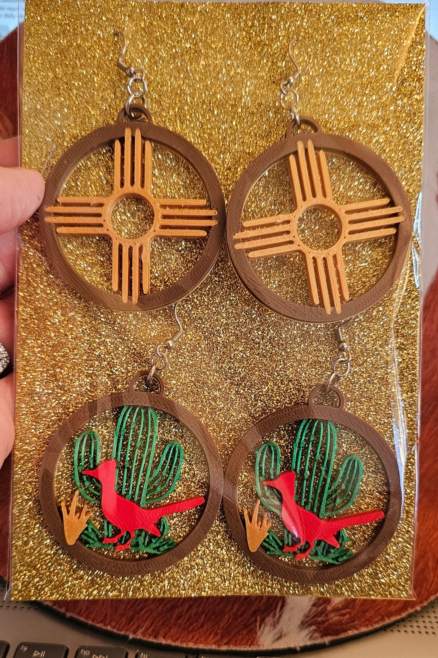 3D Print Zia New Mexico Cactus Earrings Made in America