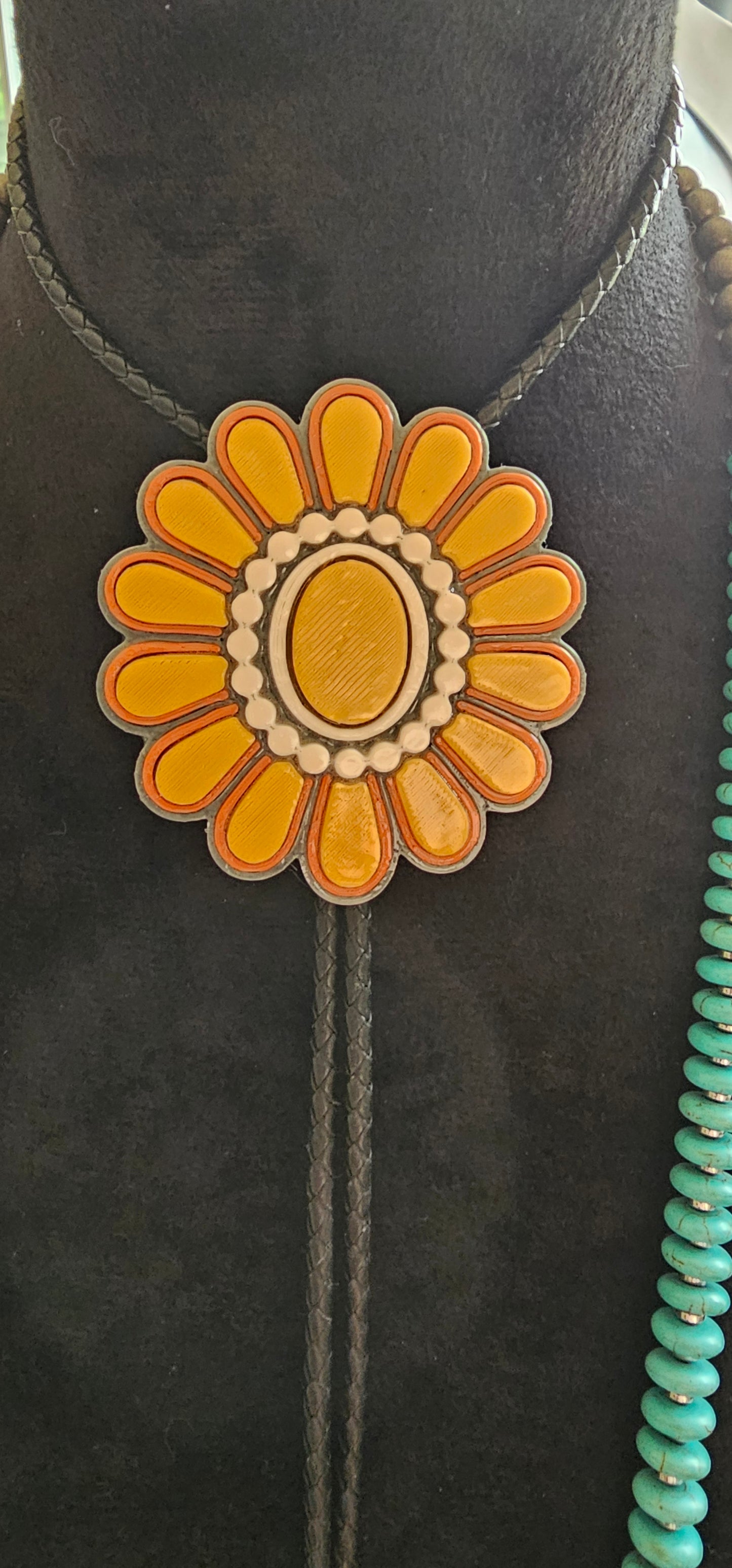 Baha Ranch Gold Cream Concho 3D Inlay Bolo Made in America