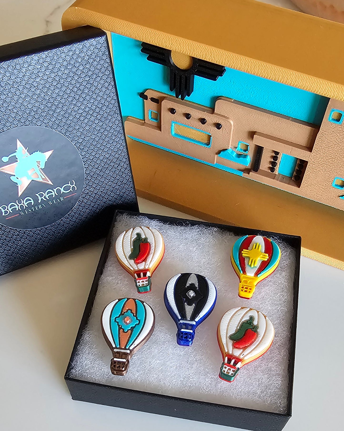 Set of 5 3D Printed Hot Air Balloon Fiesta Pins